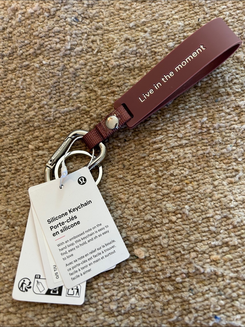 lululemon athletica Dusty Brown Silicone Keyring Wristlet with Metal Clip - Picture 3 of 3